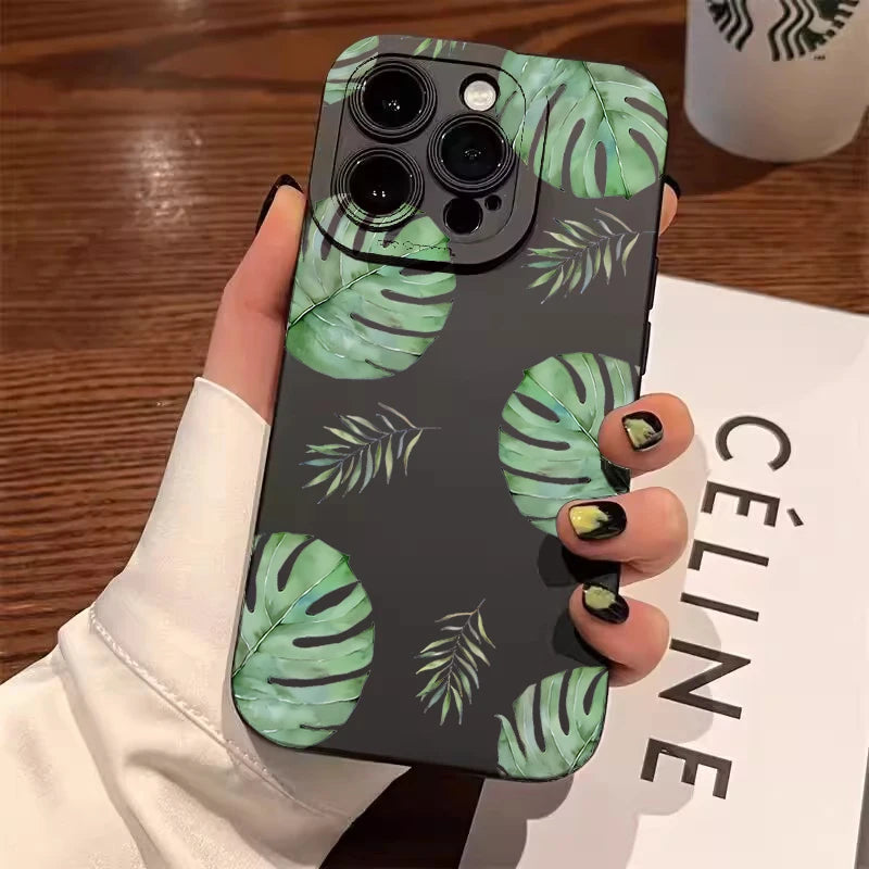 Palm tree Leaves Plant Flower Phone Case for iphone 17 16 11 12 13 14 15 Pro Max 7 8 Plus X XR XSMAX 16e Shockproof Cover Fundas - Ice Cream Cake