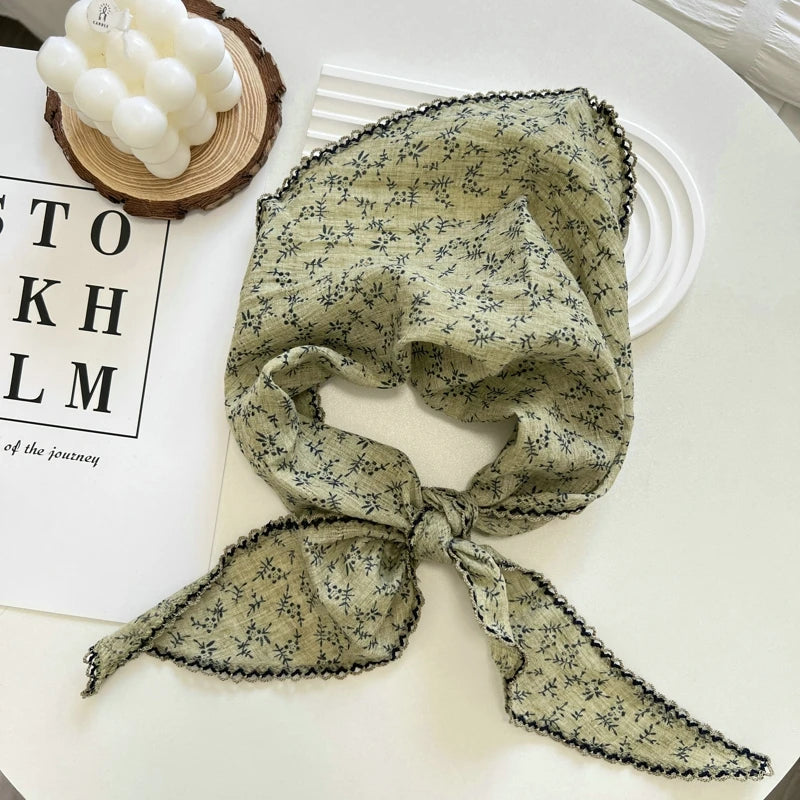 Floral Print Cottagecore Scarf - Ice Cream Cake