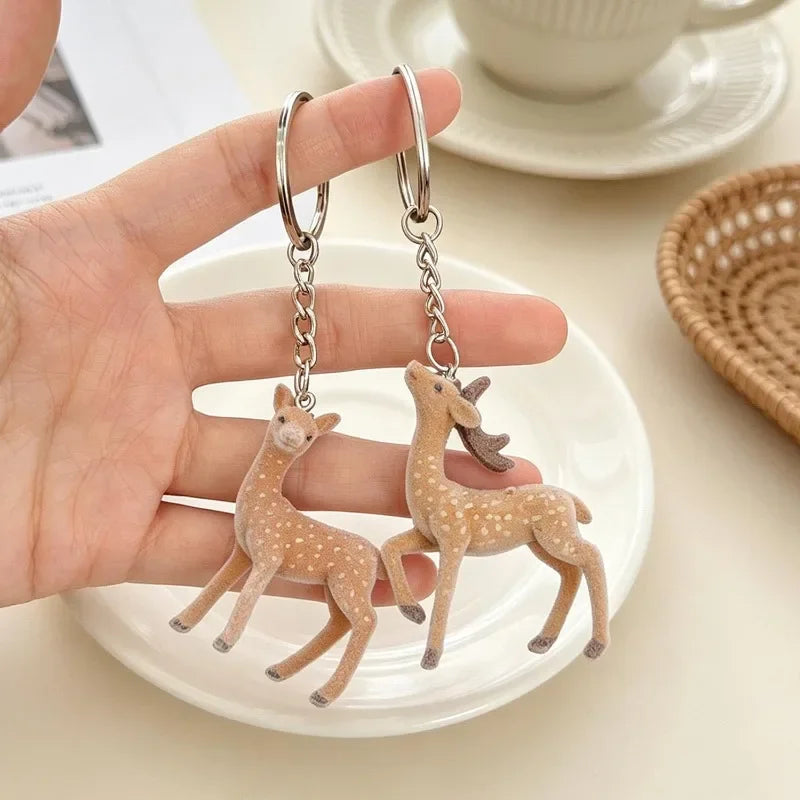 Flocked Deer Coquette Clip-On Charm Keychain