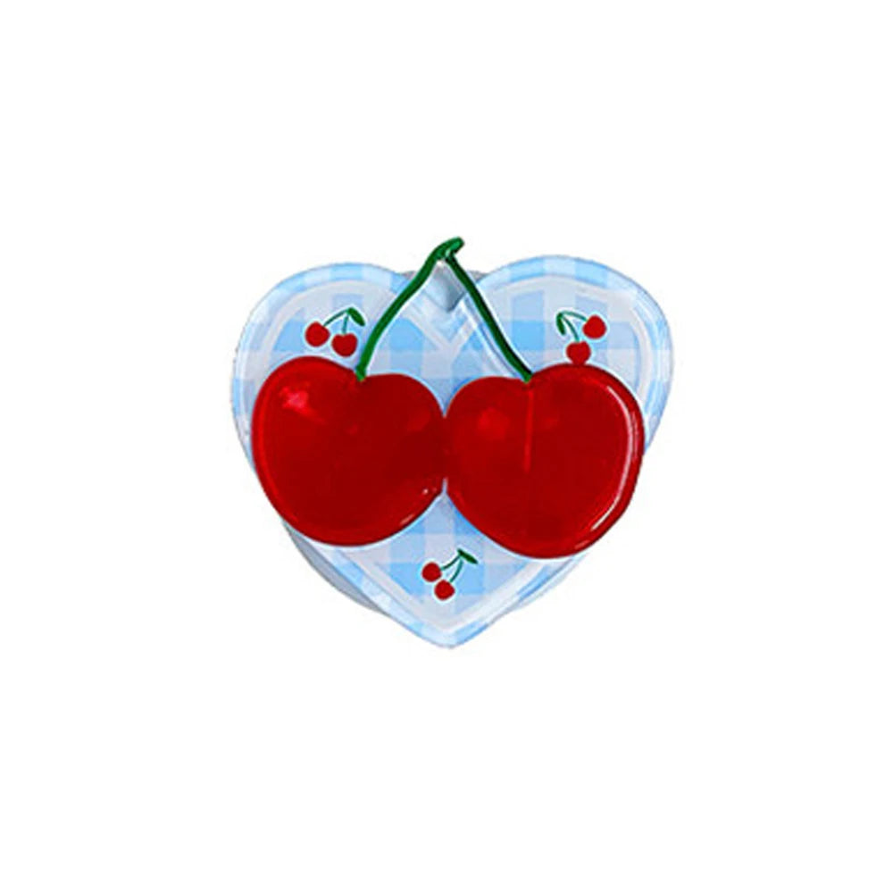 3D Cute Cherry Blue Grid Pattern Magnetic Grip Tok Phone Cases for iPhone 17pro 15 16 pro max Wireless Charge For Magsafe Cover - Ice Cream Cake