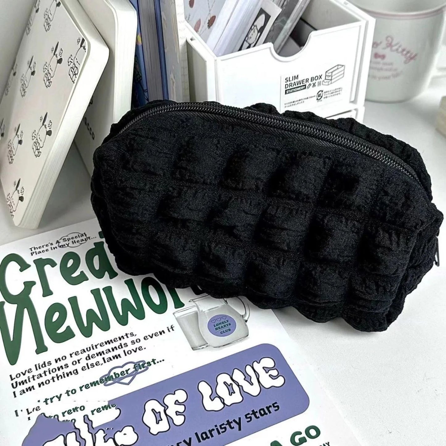 Portable Pen Holder for Students Zipper Stationery Storage Bags Pen Pouch for Primary and Secondary School Students - Ice Cream Cake