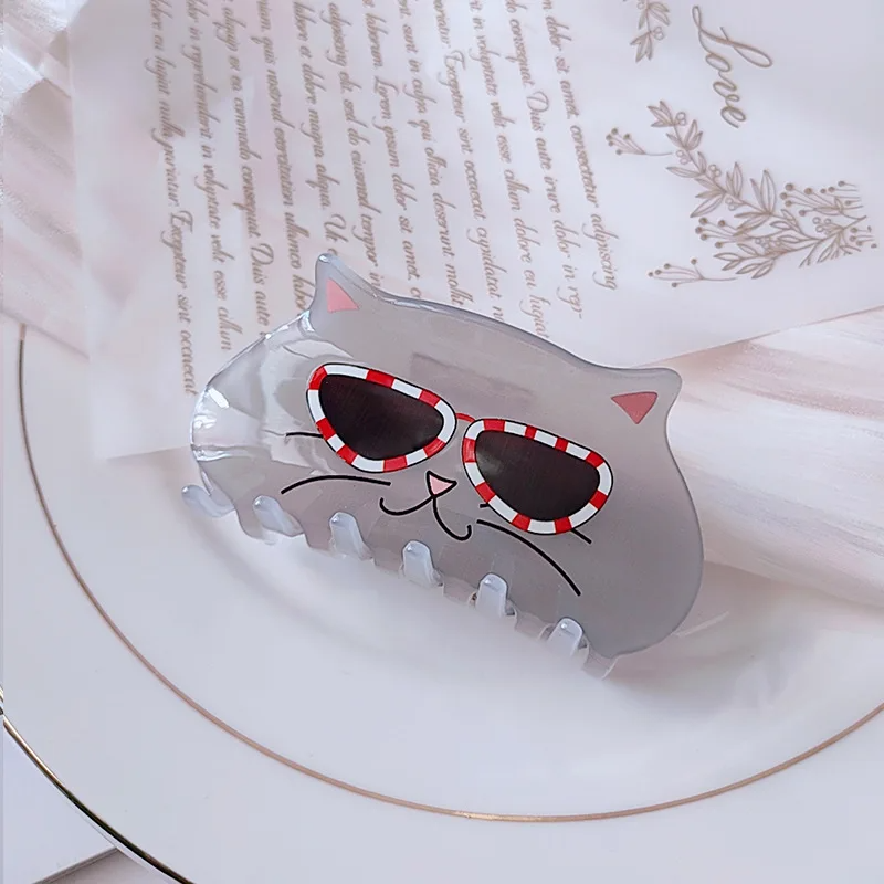 Cat Face Glossy Acrylic Hair Claw Clip (5 Designs)