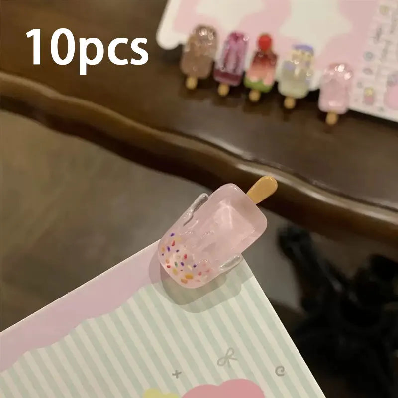 10 Cute Mini Ice Cream Hair Clips, Creative and Quirky Ice Cream Hair Clips for Bangs, Cartoon Ins-Style High-Value Hairpins - Ice Cream Cake