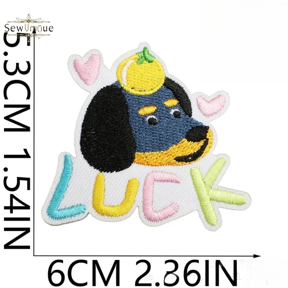 Korean Cute Dachshund Dog Embroidery Cloth Sticker DIY Bag Dress Up Puppy Patch Ironing DIY Apparel Sewing Supplies - Ice Cream Cake