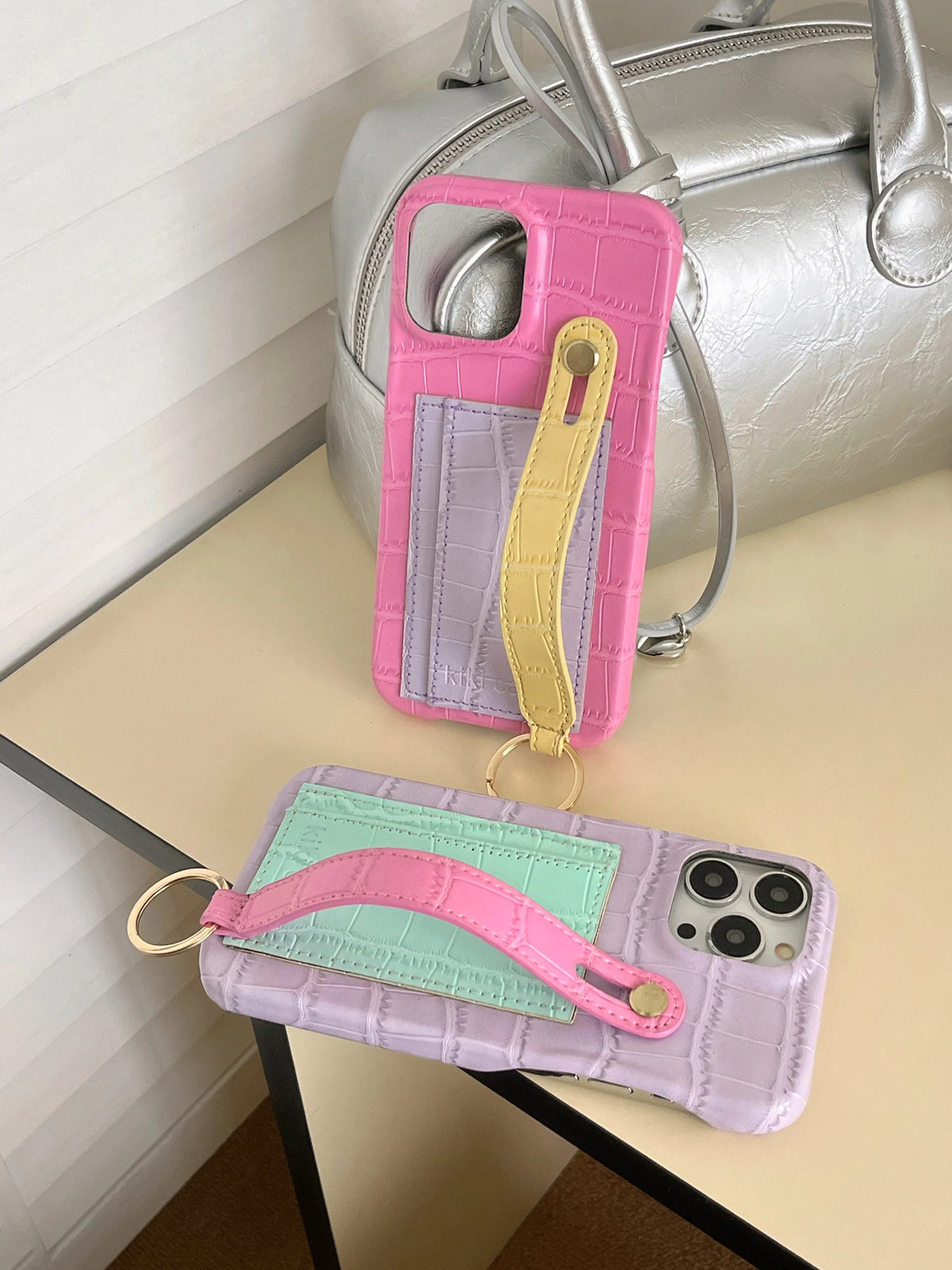 80 Pastels Crocodile Patchwork iPhone Case