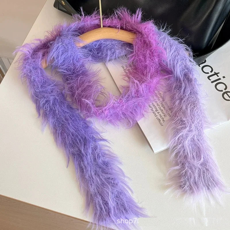 Fluffy y2K Skinny Scarf