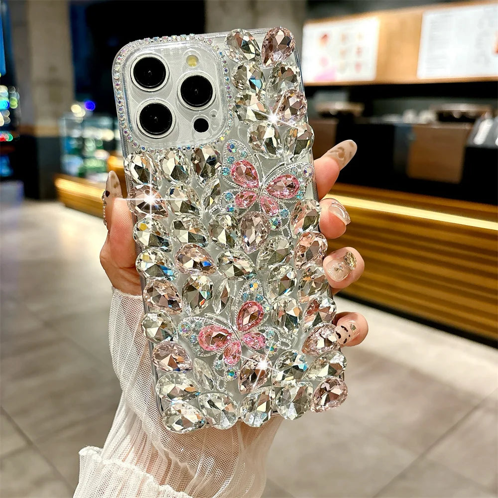 Glitter Rhinestone Butterfly Case for iPhone