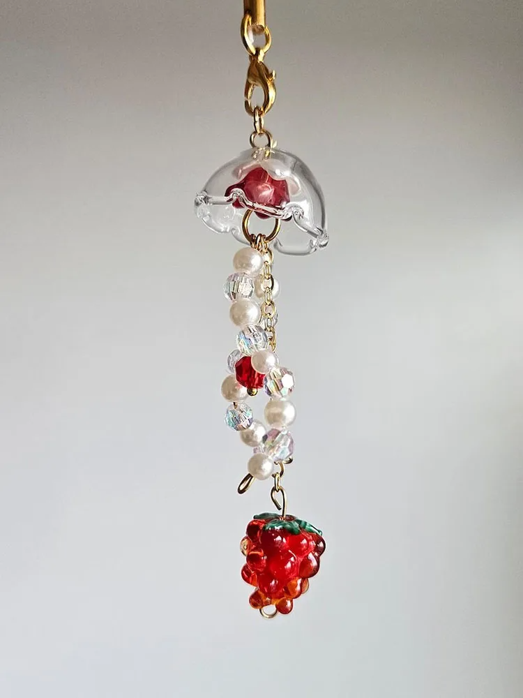 Raspberry Jellyfish Charm Strap