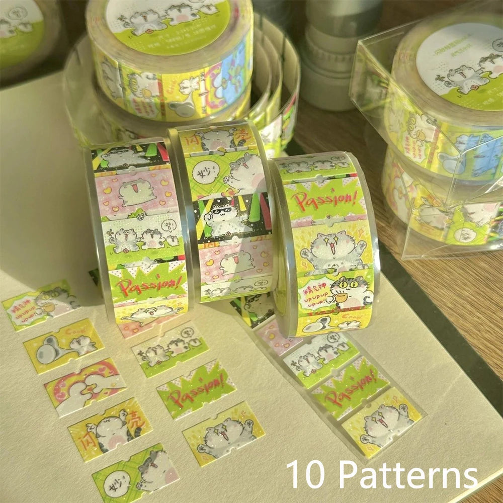 200pcs/Roll Transparent Cute Cats Stickers for Kids Funny Animal MEME Decals Waterproof  Decorative Scrapbooking Phone Case - Ice Cream Cake