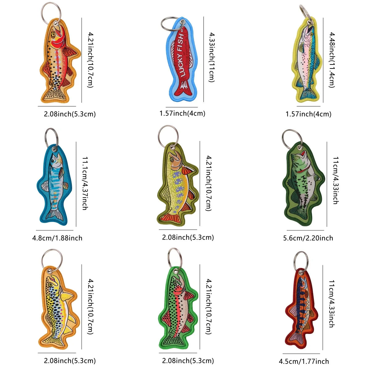 Fish Shape Embroidered Key Tag Lucky Fish Keychain Outdoor Fishing Backpack Car Key Ring Pendant Fisherman Gift Accessory - Ice Cream Cake
