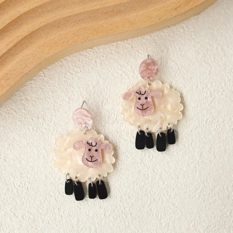 Acrylic Exaggerated Cartoon Animal Sheep Drop Earrings For Women New Trend Girls Ear Jewelry Gifts - Ice Cream Cake