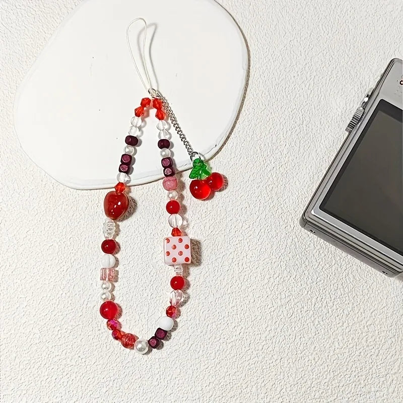 Korean Fashion Creative Cherry Pendant Mobile Phone Lanyard Anti-drop Anti Lost Mobile Phone Chain Multipurpose Hand Wrist Strap - Ice Cream Cake