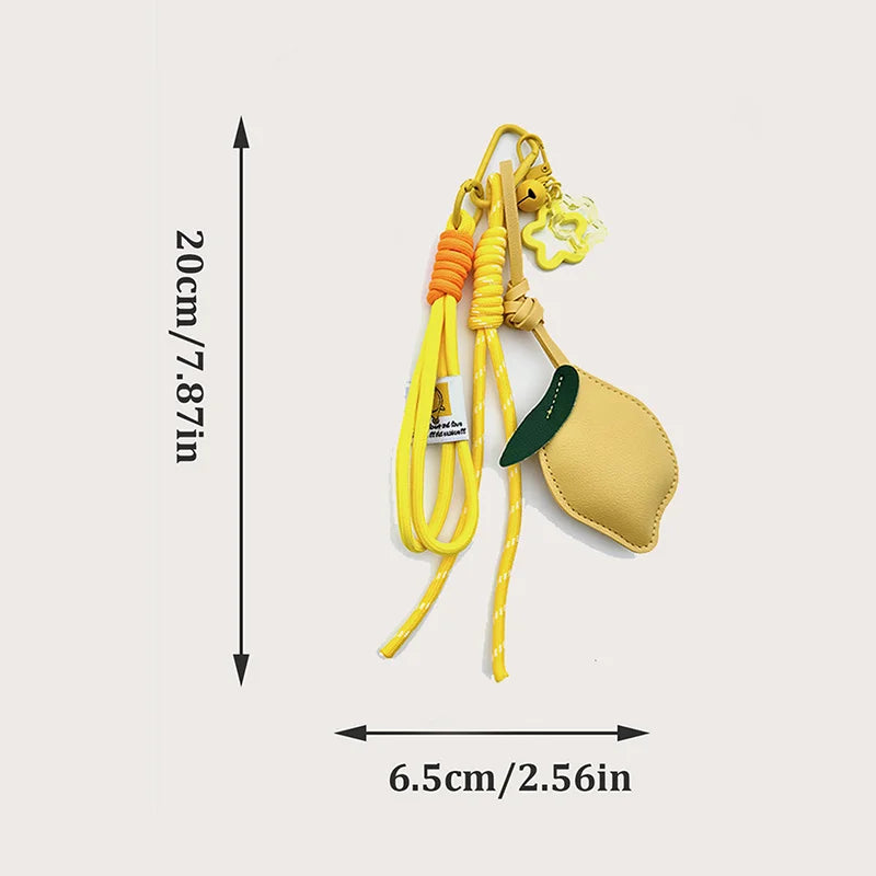 Cute Fruit Keychain Cartoon Lemon PU Leather Bag Pendant Birthday Gifts Car Keyring Girl/Boy - Ice Cream Cake