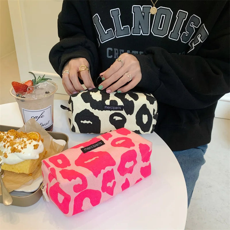 Korean Fashion Plaid Travel Makeup Kits Cosmetic Storage Bag Women Handbags Wallet Organizer Cute School Pencil Cases Pouch Bags - Ice Cream Cake