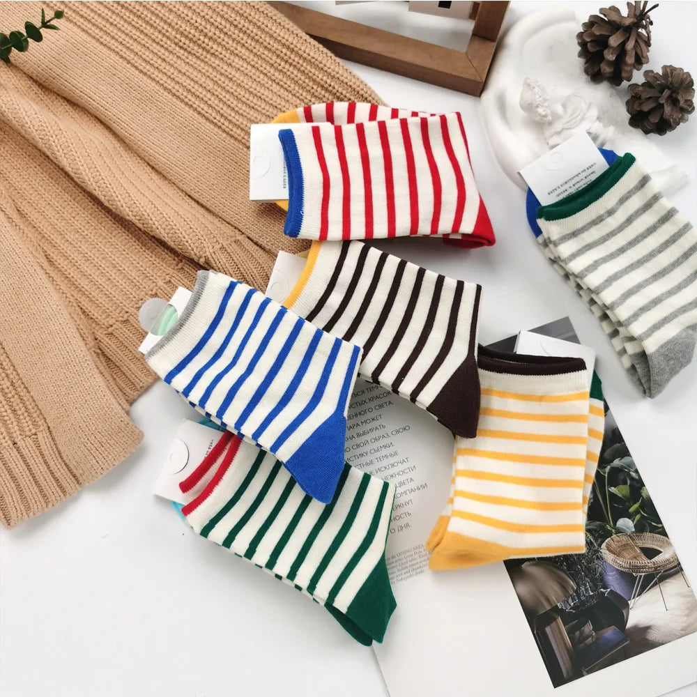 Contrast Stripe Crew Socks