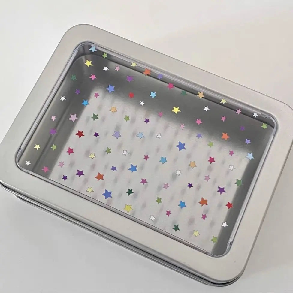 Colorful Star Earring Storage Tin Box Four Leaf Clover Design Simple Desktop Organizer Small Card Badge Storage Box - Ice Cream Cake
