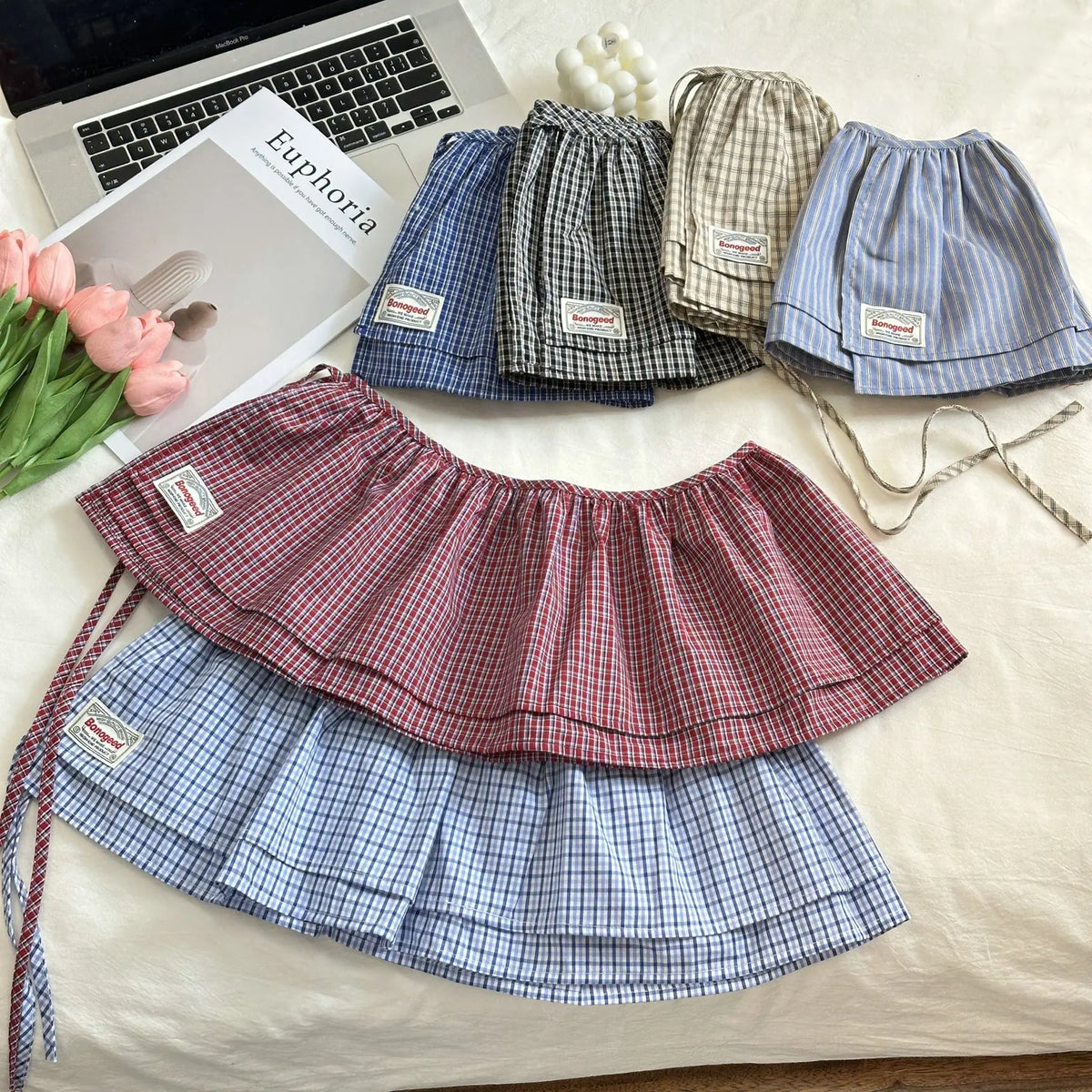Mini Layered Gingham Wrap Skirt - Ice Cream Cake