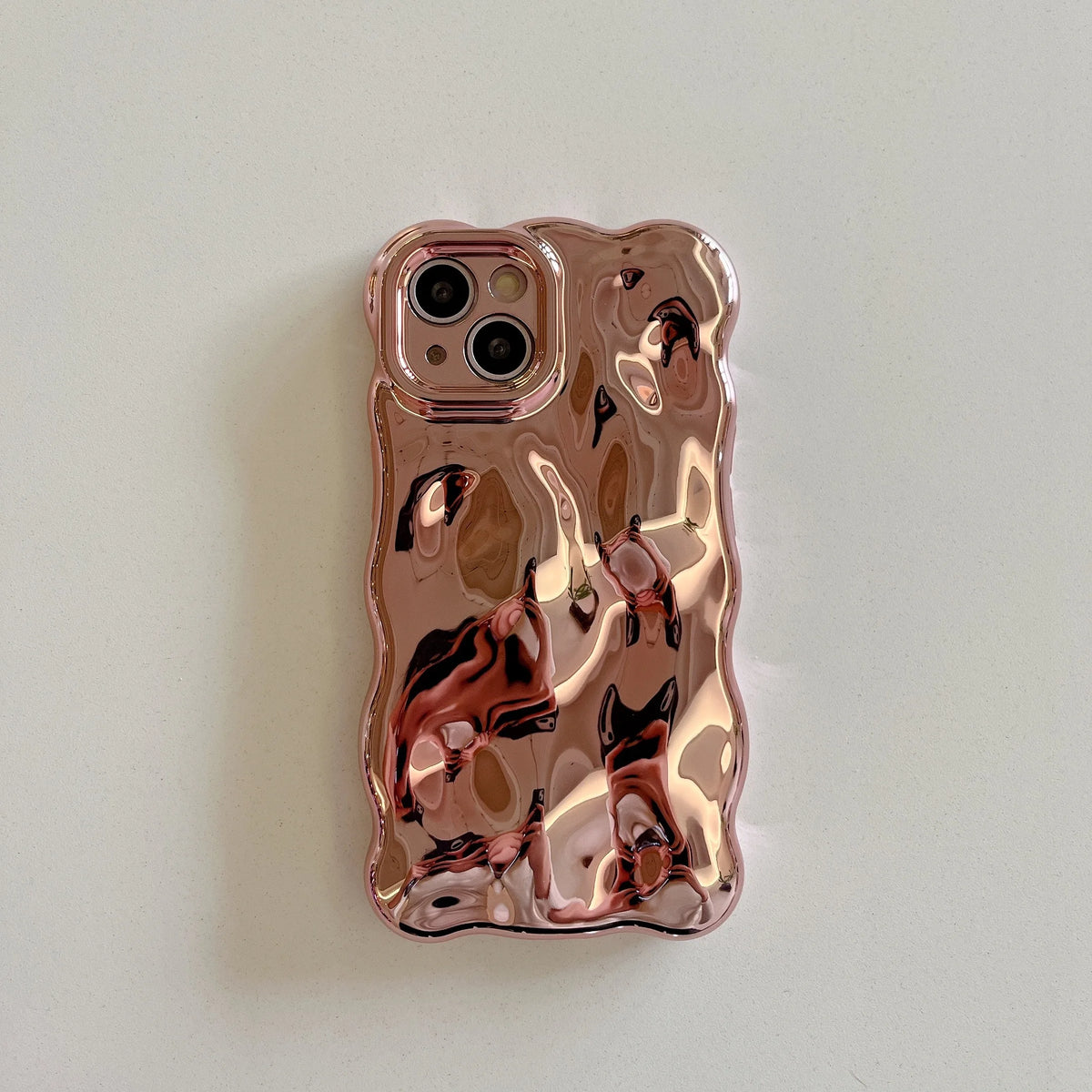 Luxury Wavy 3D Meteorite Texture Plating Silver Case for iPhone 11 12 13 14 15 Pro Max Anti-Fall Full Protection Glossy Cover - Ice Cream Cake