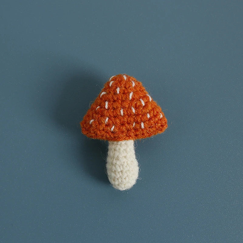 Knitted Cottagecore Mushroom Brooch