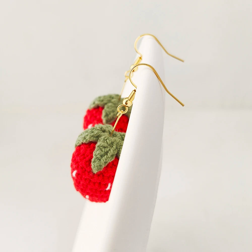 Crochet Fruit Earrings (8 Designs) - Ice Cream Cake