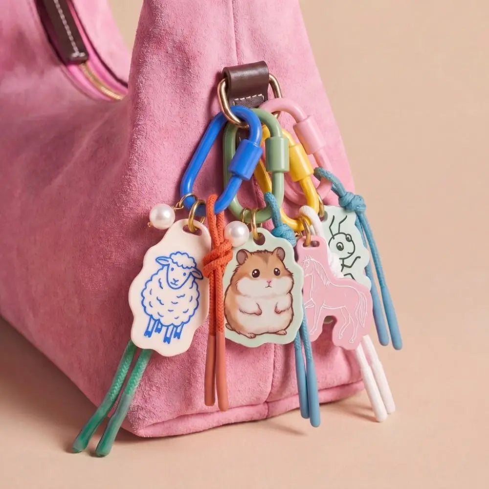 Printed Dog Rope Woven Acrylic Keychain Cat Rabbit Animals Series Pendant Cartoon Design Deer Bag Chain Charms DIY Accessories - Ice Cream Cake