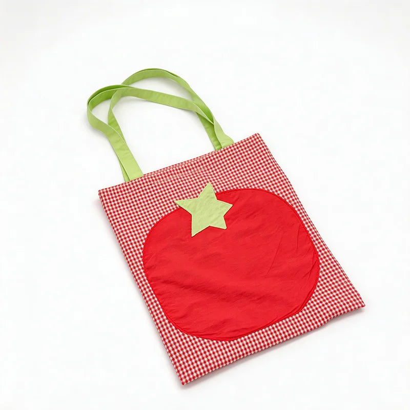 Heisei Pop Patchwork Gingham Tomato Tote - Ice Cream Cake