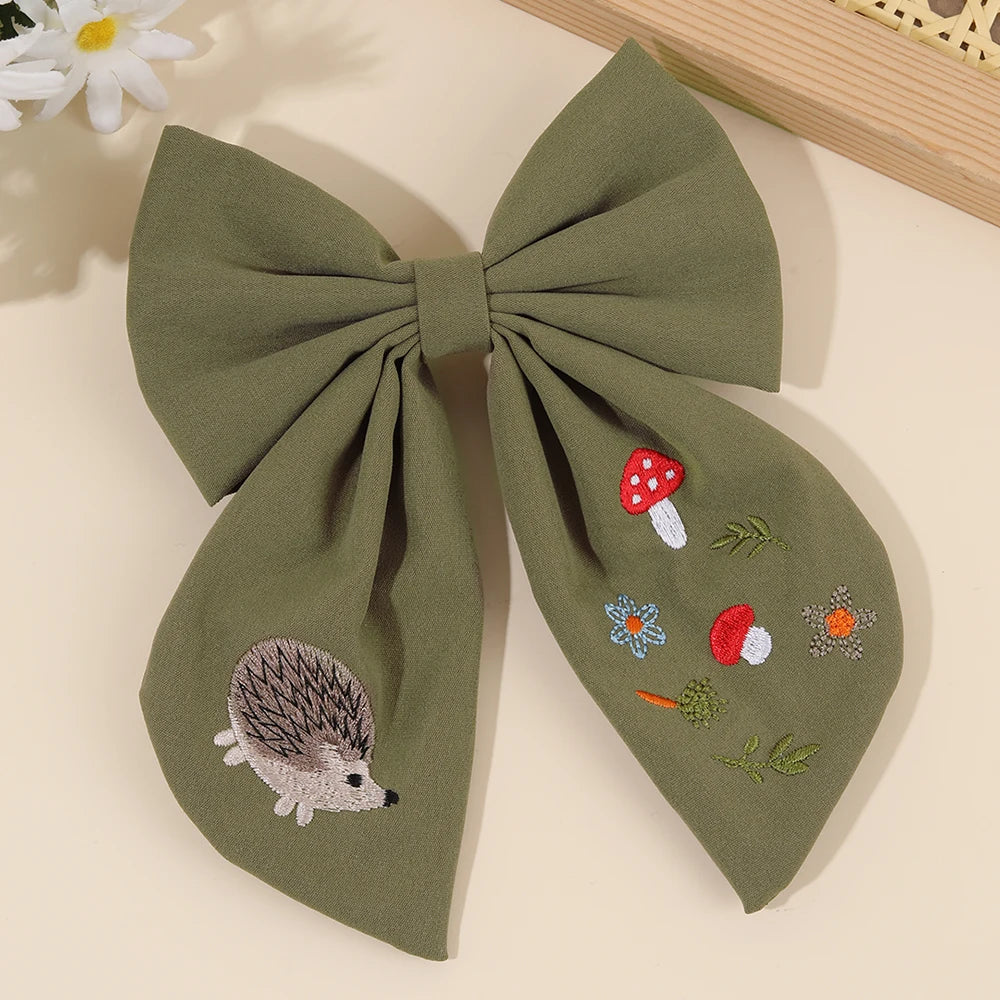 Autumn Theme Embroidered Hair Bow