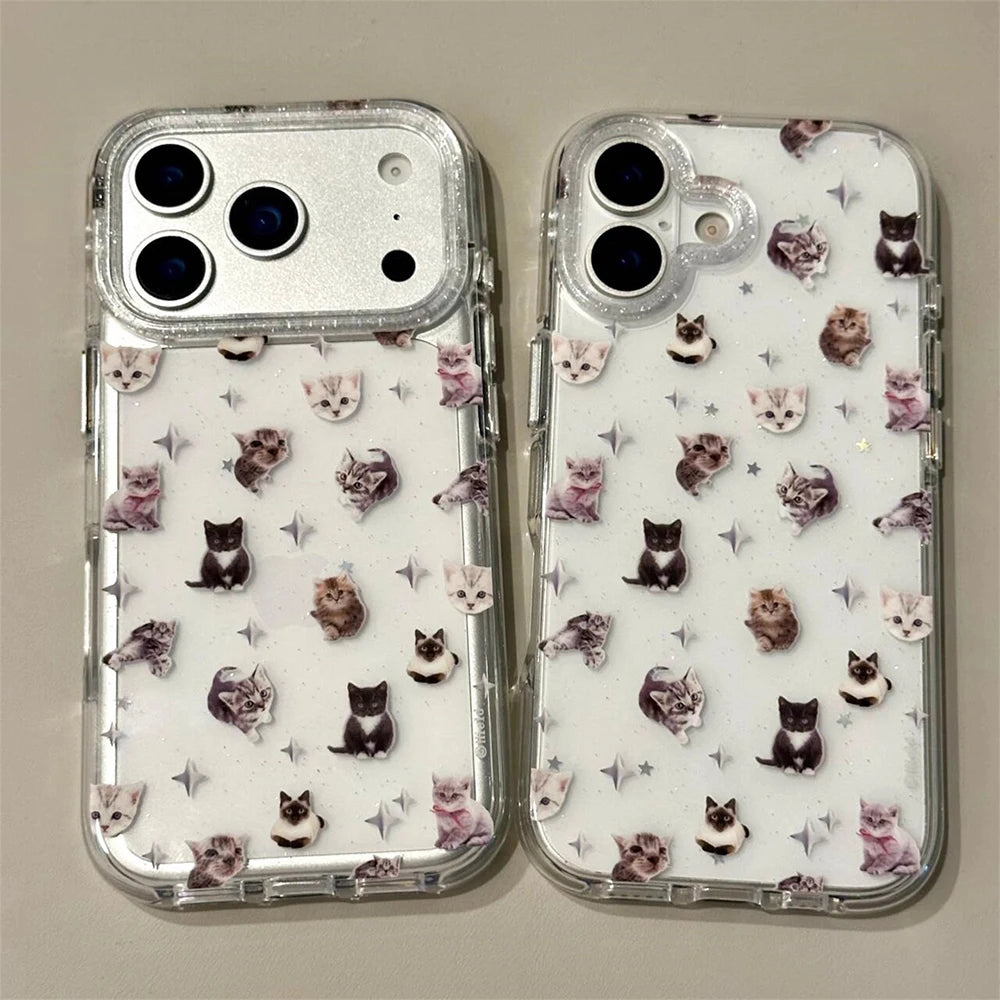 Puppy and Kitty Photo Collage Glitter iPhone Case