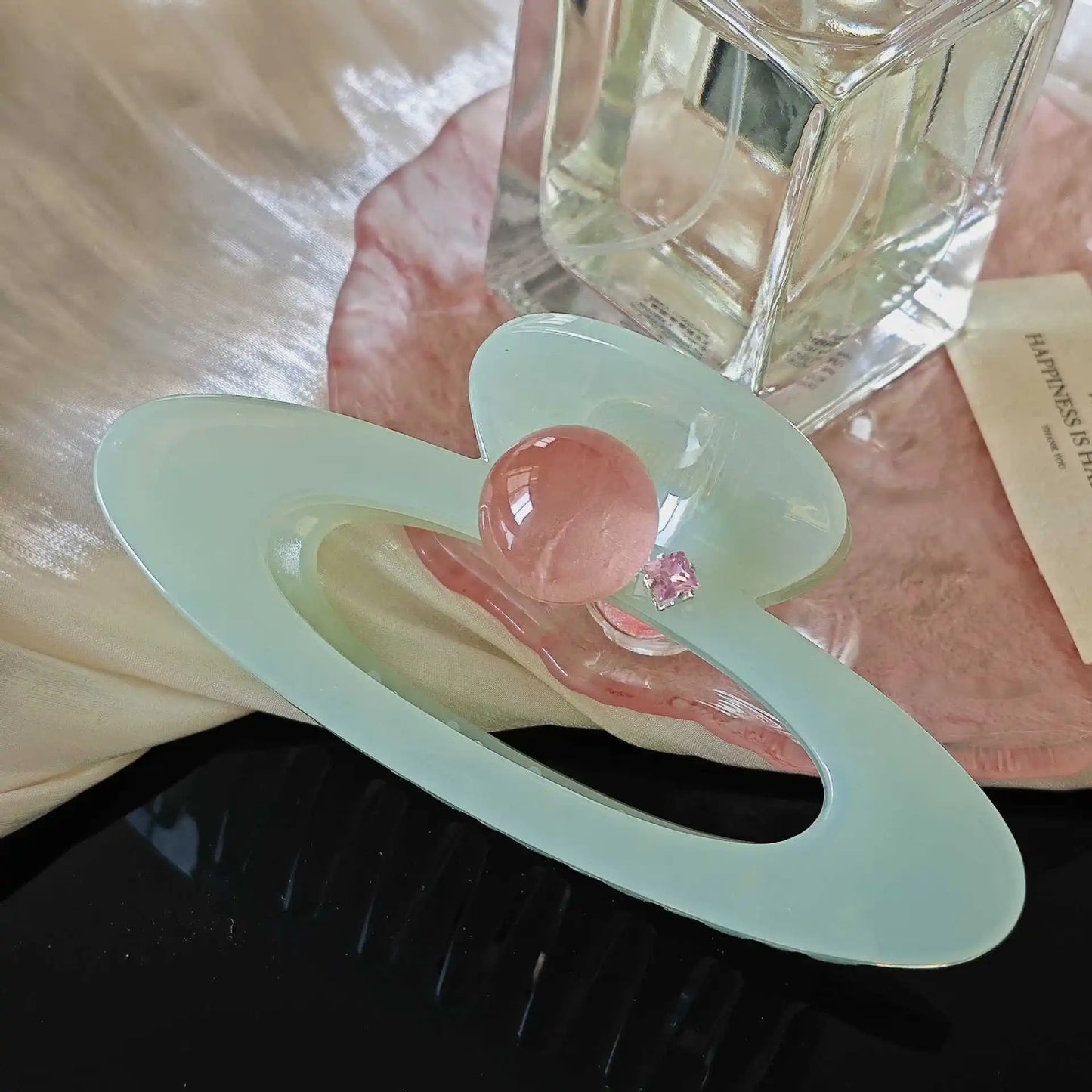 Mint Bead Acrylic Glossy Hair Claw Clip - Ice Cream Cake