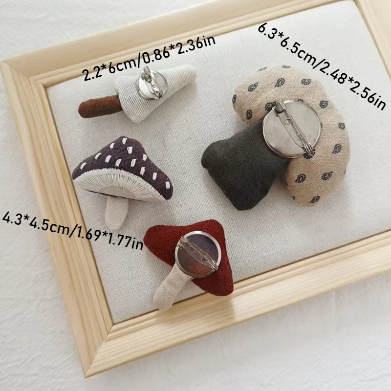 Cottagecore Fabric Mushroom Brooch