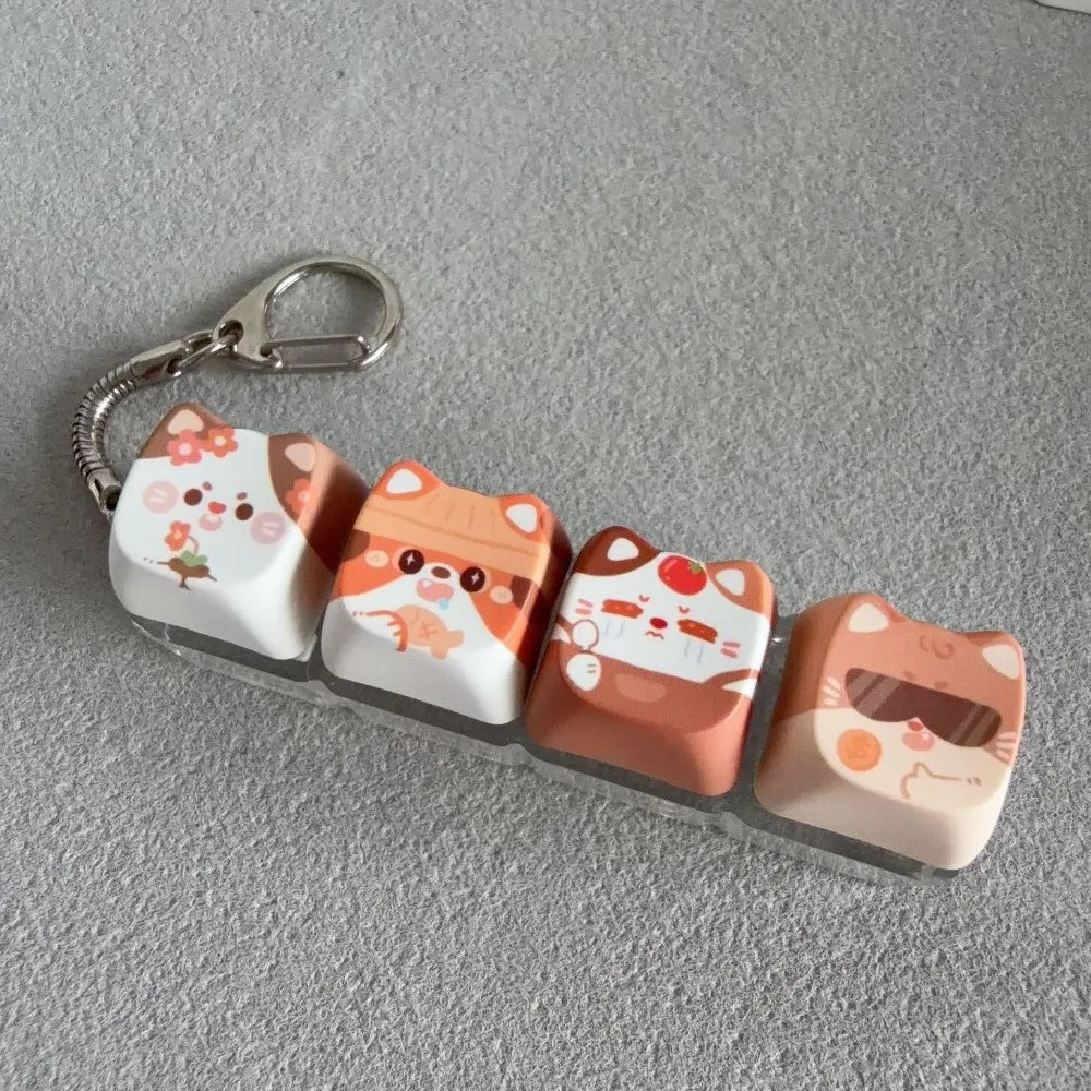 Kitty Cat Clicking Keyboard Key Fidget Keyring