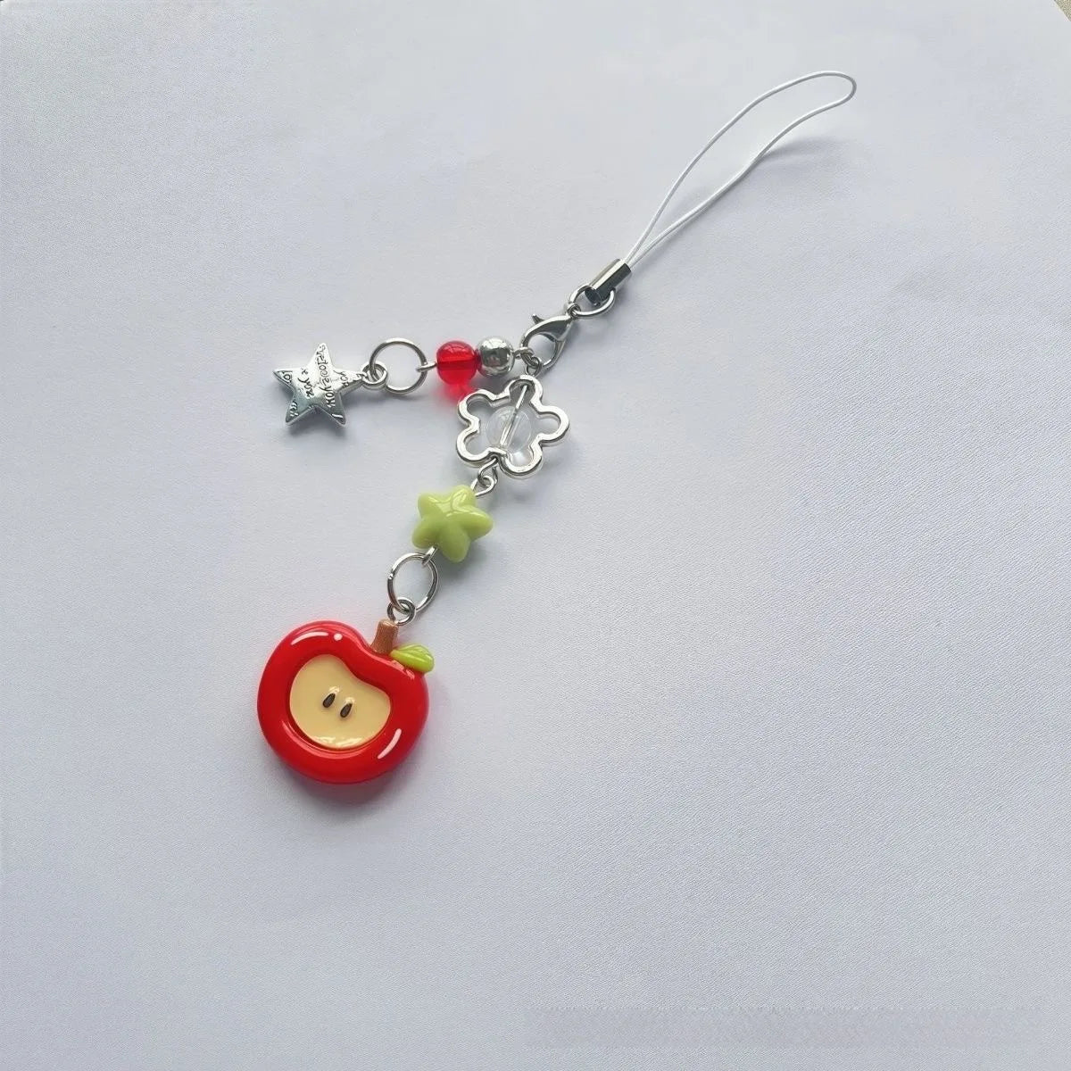 Ins fruit pendant for apple airpods iphone cartoon crystal bead charms bracelet bag chain bracelet phone lanyard anti loss rope - Ice Cream Cake