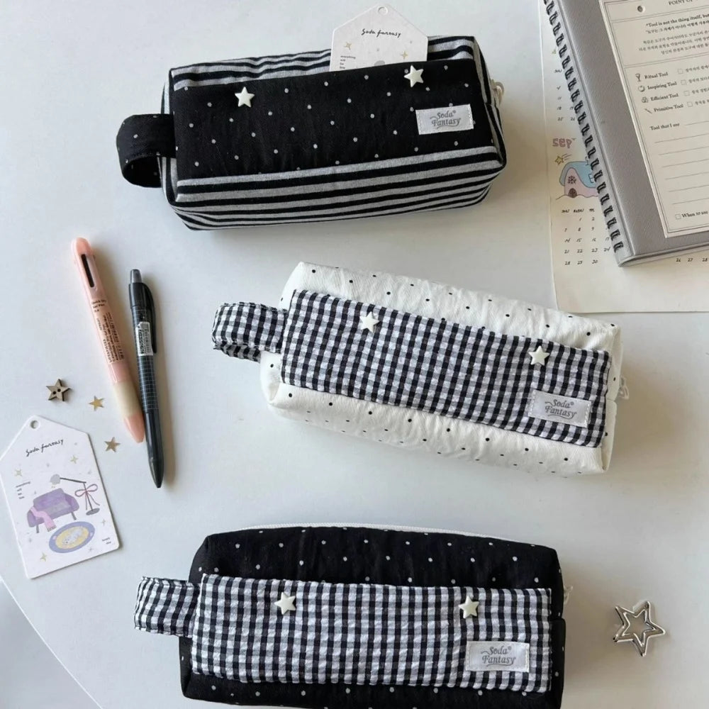Gingham Polka Dot Pencil Case