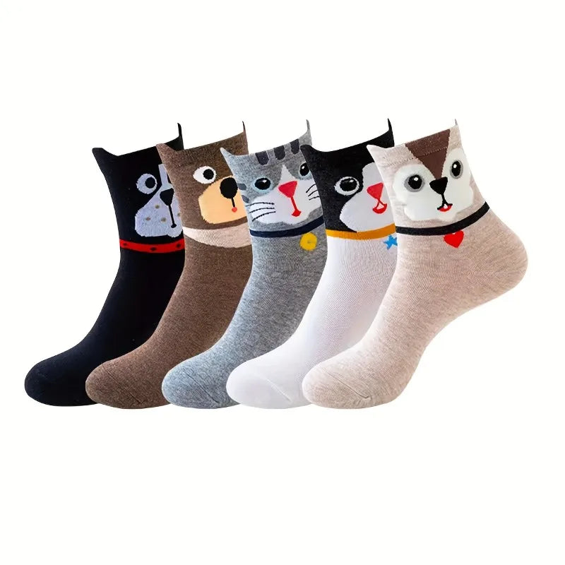 Funny Animal Crew Socks, Set of 5