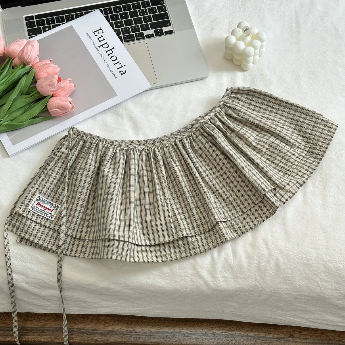 Mini Layered Gingham Wrap Skirt - Ice Cream Cake
