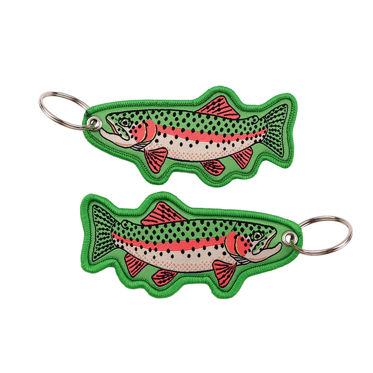 Fish Shape Embroidered Key Tag Lucky Fish Keychain Outdoor Fishing Backpack Car Key Ring Pendant Fisherman Gift Accessory - Ice Cream Cake