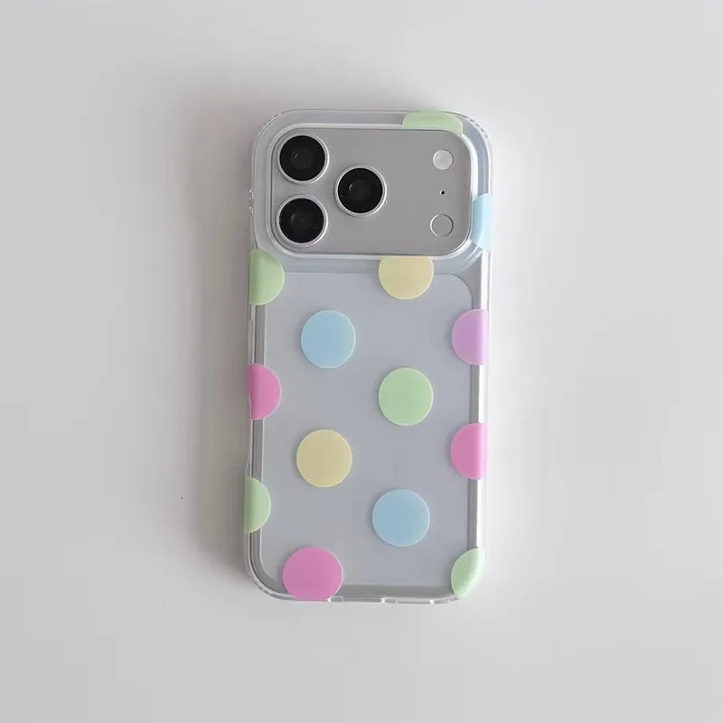 Transparent Pastel Polka Dot iPhone Case