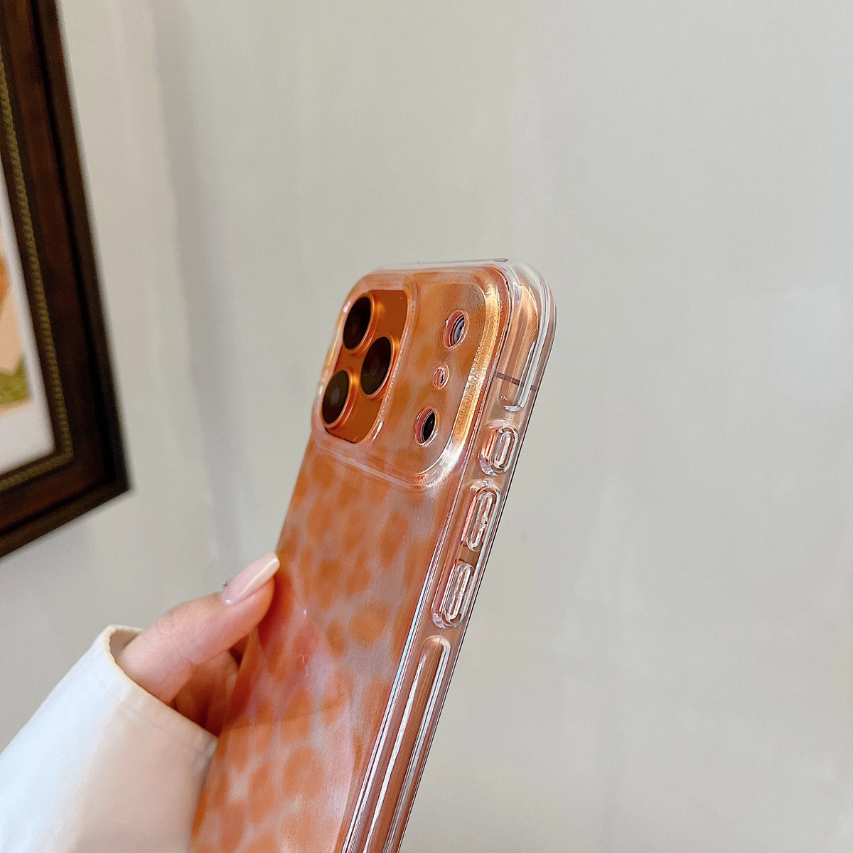 Textured Orange Leopard Pattern iPhone Case