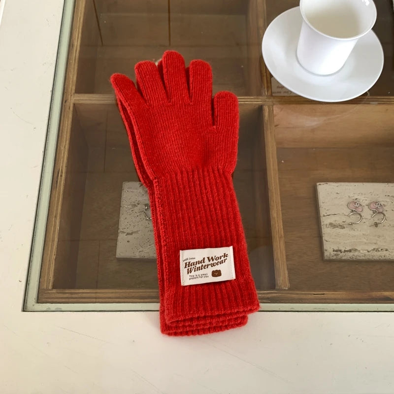 New Fashion Solid Color Touch Screen Knitted Gloves Women Winter Gloves Warm Gloves Solid Work Gloves Mittens For Women - Ice Cream Cake