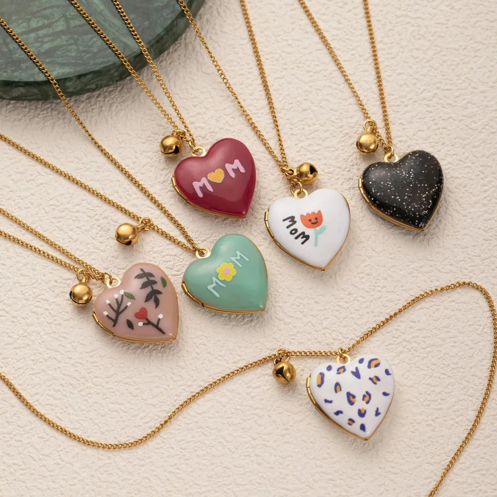 Zircon Photo Album Necklace Gold-plated Adjustable Heart-shaped Necklace Opening And Closing Pendant Necklaces Jewelry Gifts - Ice Cream Cake