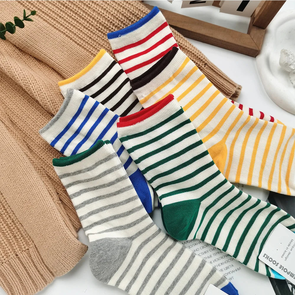 Contrast Stripe Crew Socks