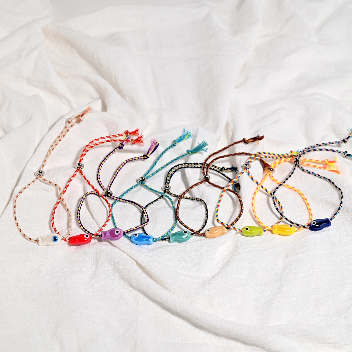 Fish Charm Friendship Bracelet Set (Set of 10)