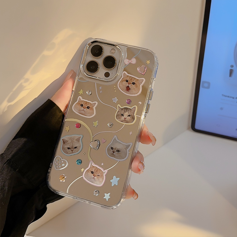 Cute Cat Face Mirrored iPhone Case