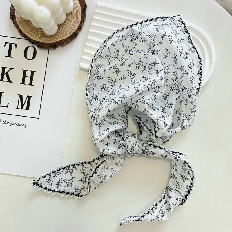 Floral Print Cottagecore Scarf - Ice Cream Cake
