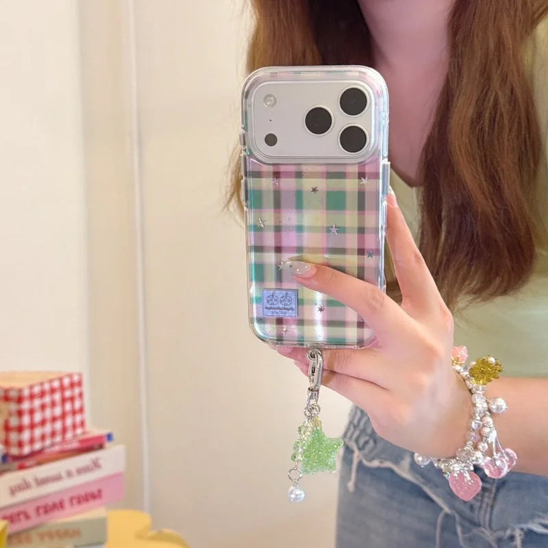 Pink and Green Plaid iPhone Case