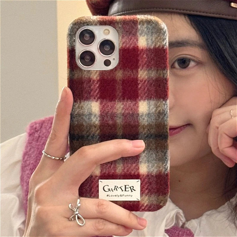 Fuzzy Plaid Pattern iPhone Case