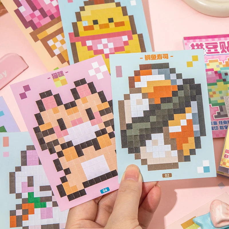 Colour By Numbers Pixel Sticker Book (4 Designs) - Ice Cream Cake