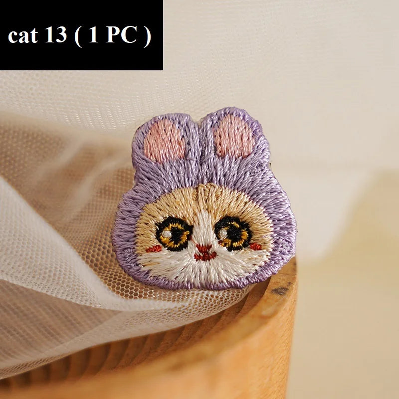 Kitty Cat Embroidered Iron on Patch (15 Designs) - Ice Cream Cake