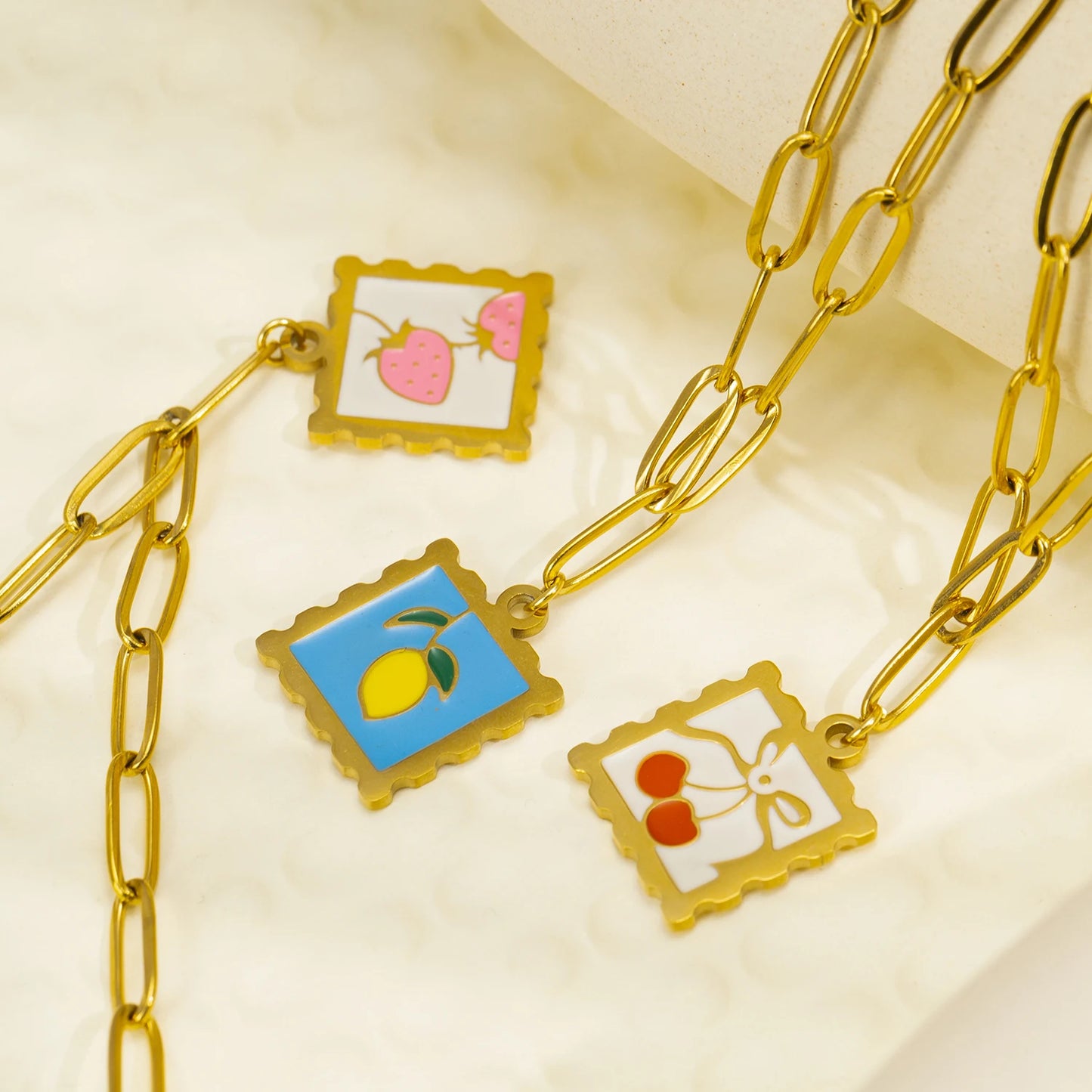 Fruit Stamp Charm Necklace (3 Designs)