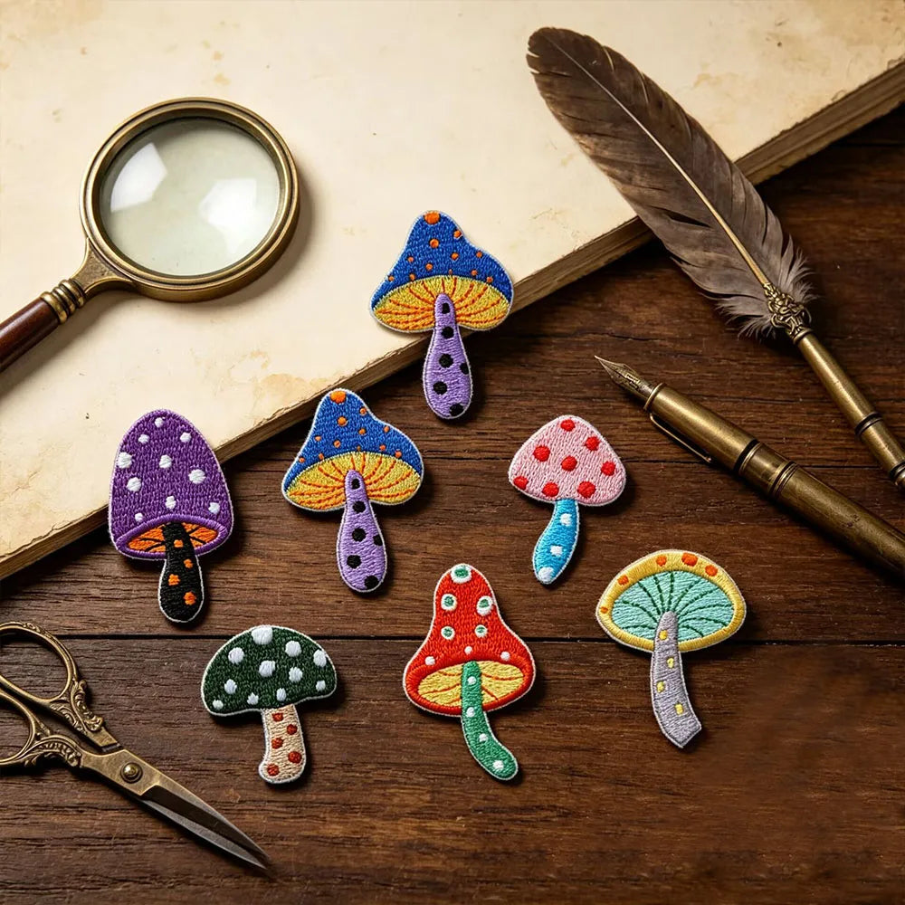 Embroidered Colourful Mushroom Patch